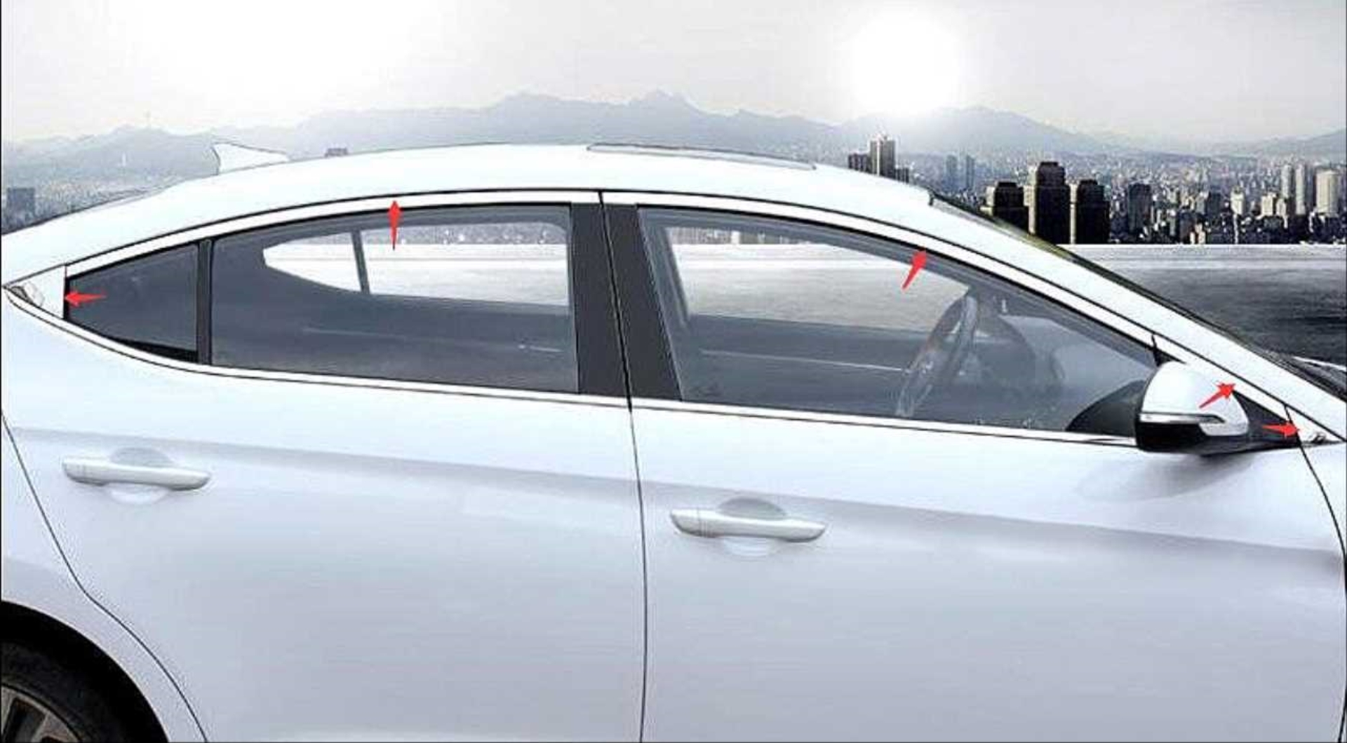 2016-2019 Hyundai Elantra İçin Uyumlu Cam Çıtası Nikelaj 10 Parça 4