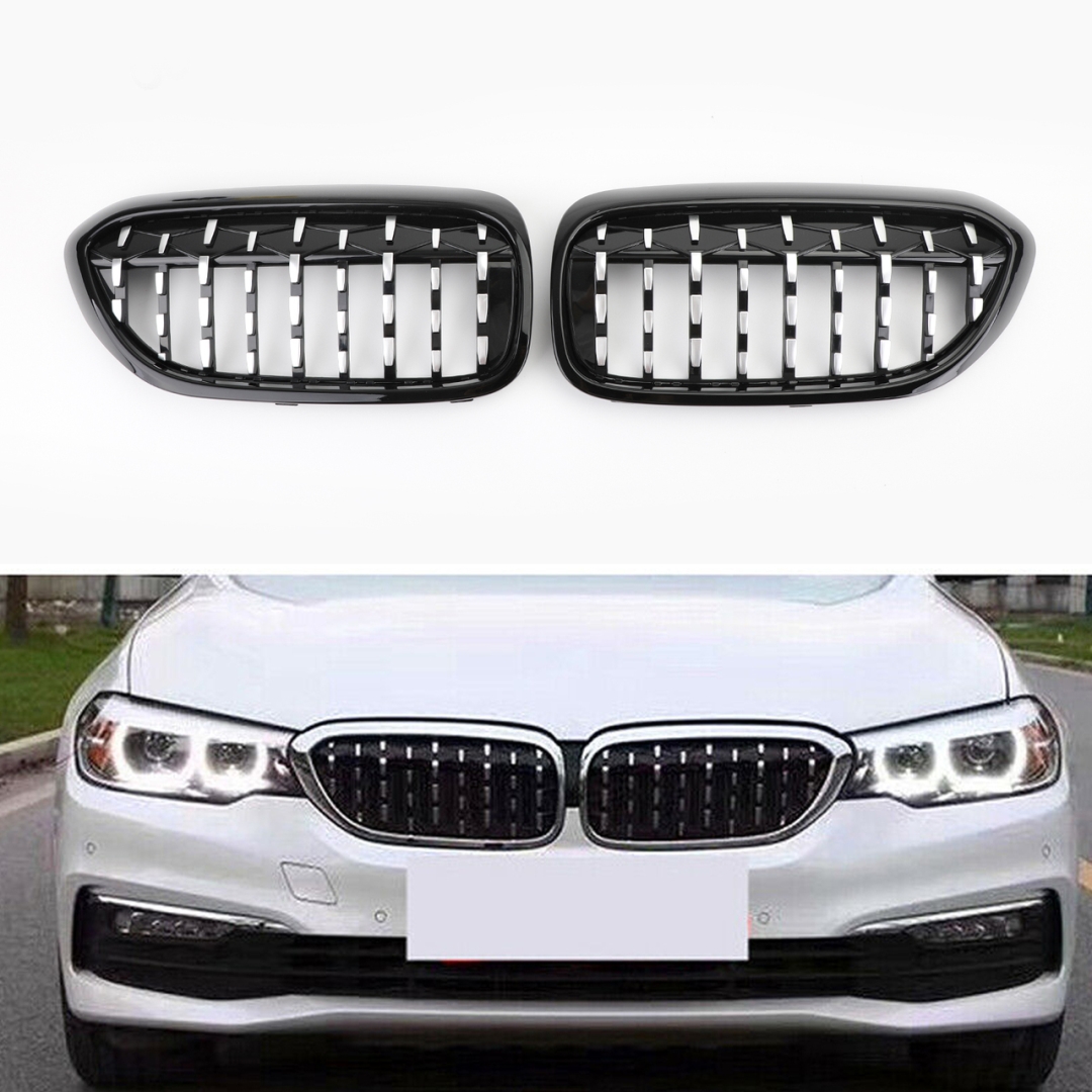 BMW G30 5 Serisi 2017-2020 İçin Uyumlu Diamond Böbrek - Piano Siyah 5