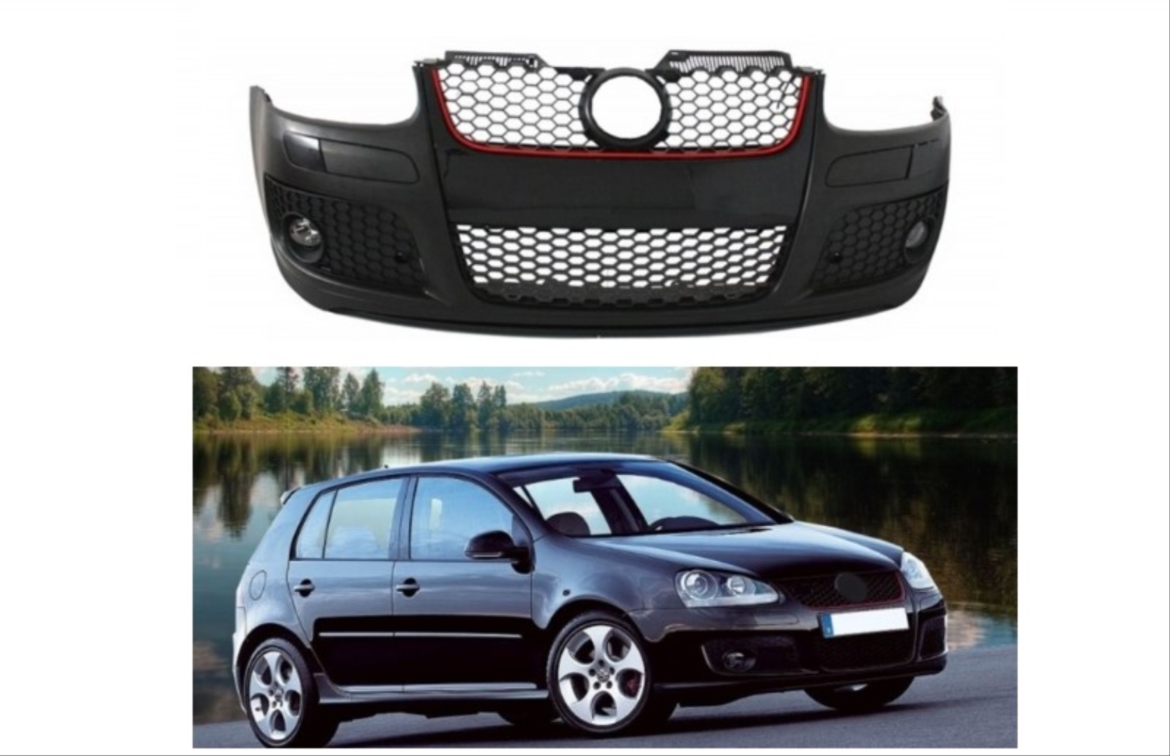 Volkswagen Golf 5 MK5 2003-2009 İçin Uyumlu Ön Tampon + Panjur GTI (Sis Ihtiva Etmez) 2