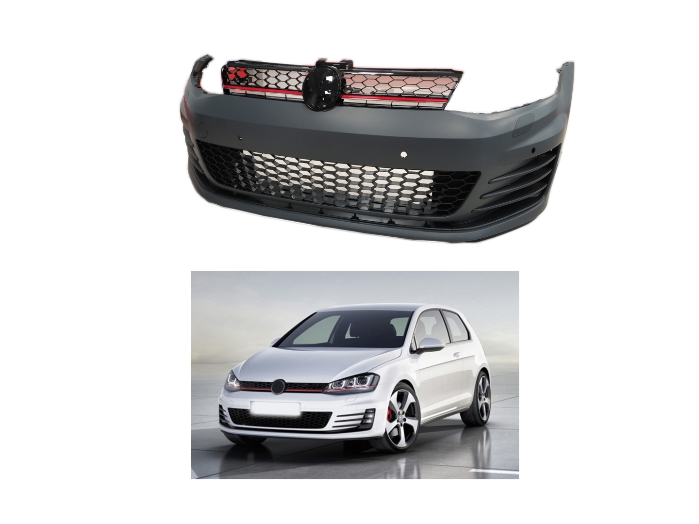 Golf 7 2013-2017 Uyumlu GTI Ön Tampon ve Panjur Seti 5