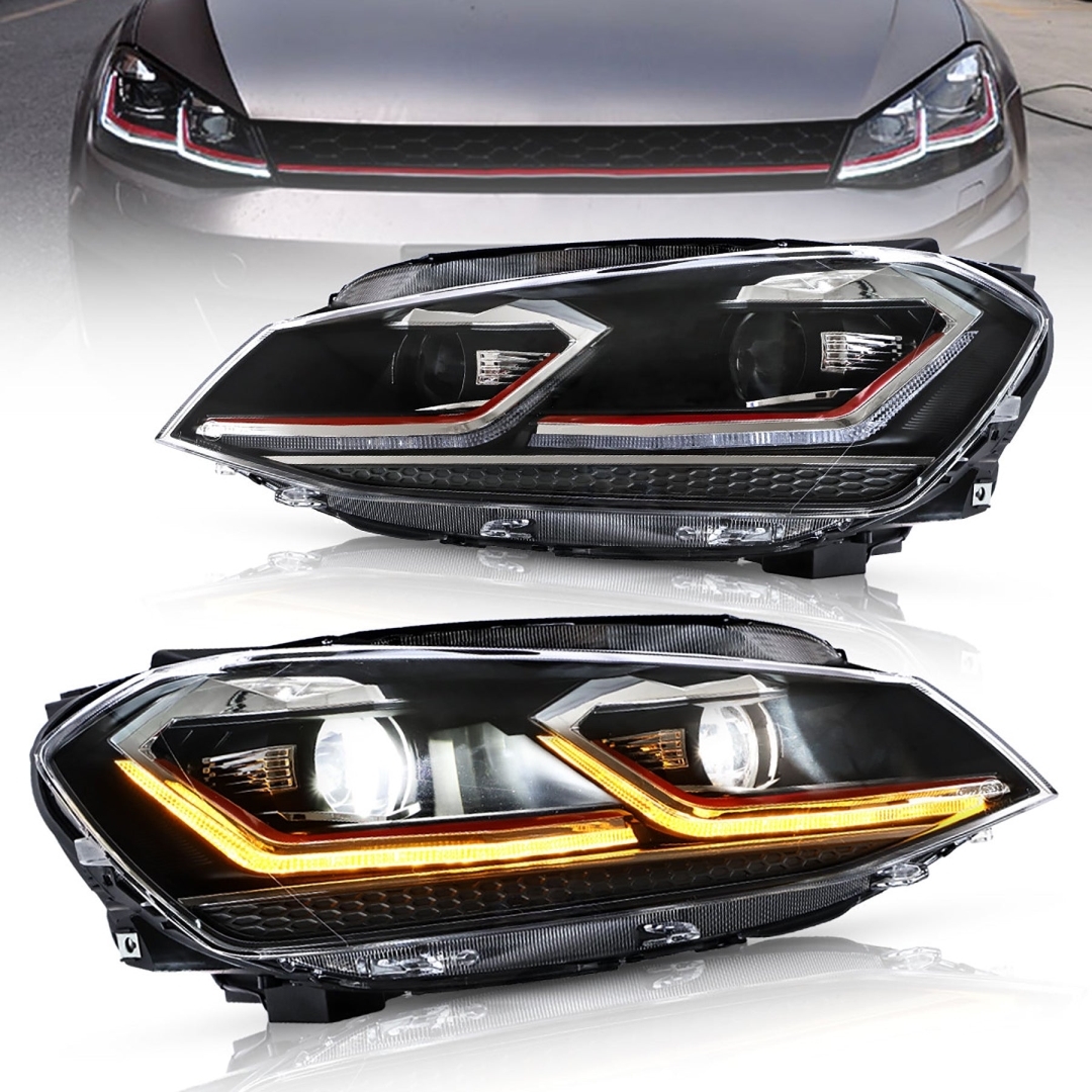 Golf 7 MK7 2012-2018 Uyumlu J LED Far GTI Kırmızı 2