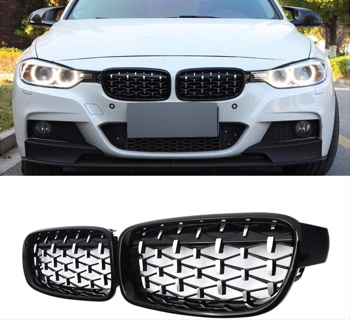 BMW 3 Serisi F30 (2012-2018) Uyumlu Diamond Panjur (Böbrek) Piano Black 5