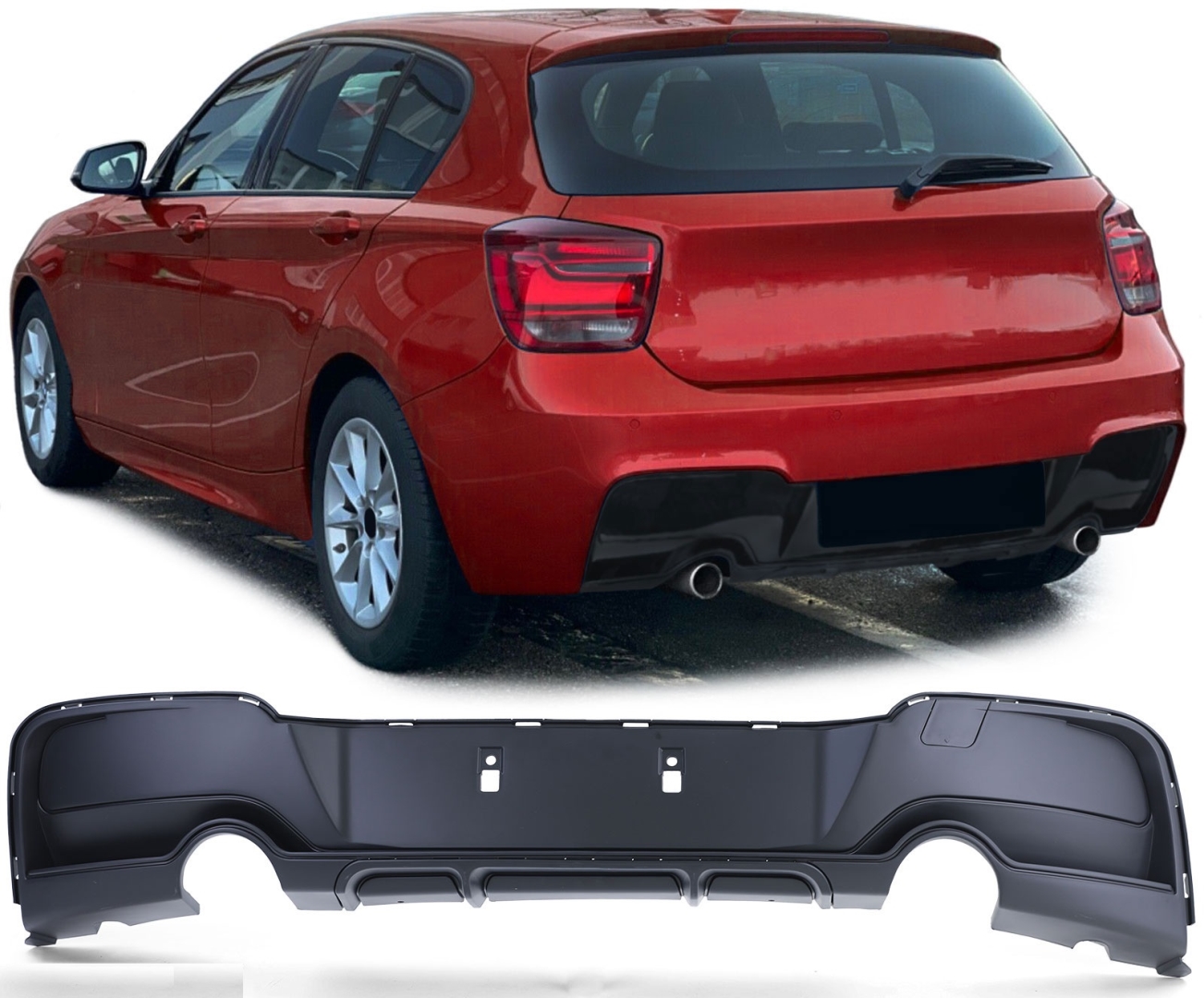 BMW 1 Serisi F20 2011-2015 MT Tampon için Çift Çıkış Difüzör (Tekli Çıkış) 2