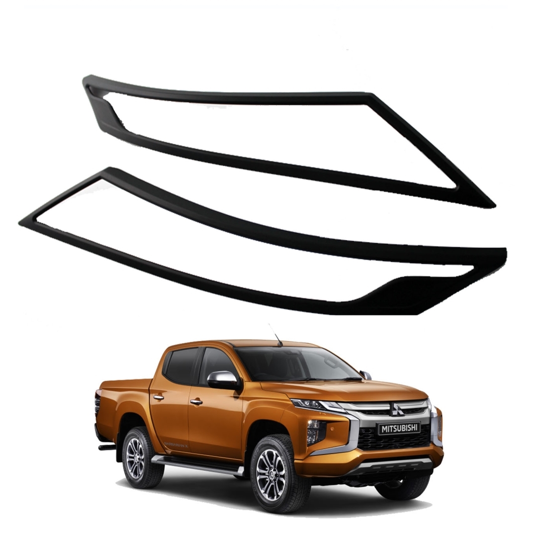 Mitsubishi L200 2019+ için Uyumlu Far Çerçevesi Kaplama - Siyah 4