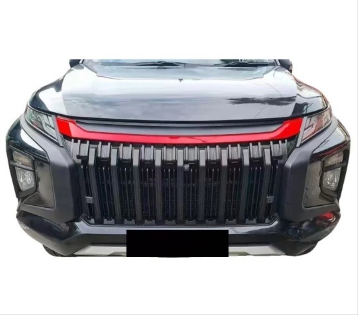 Mitsubishi L200 2019+ İçin Uyumlu Siyah Panjur (Kırmızı Çizgili) 4
