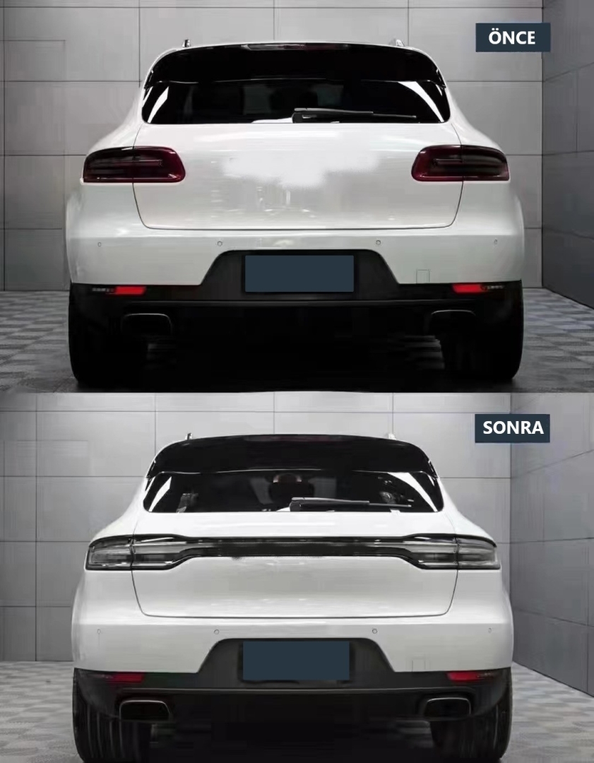 Porsche Macan 2014-2018 Uyumlu Bagaj Kapağı ve LED Stop 2018+ Görünüm Facelift - Smoke 2