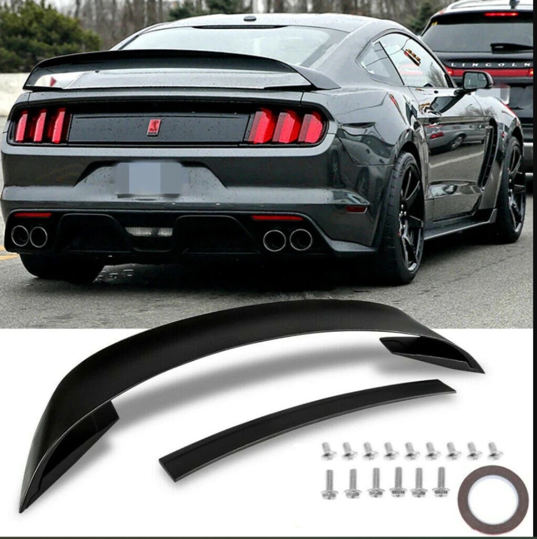 Mustang için uyumlu 2015-2020 GT Spoiler Piano Black (4 Parça) 2