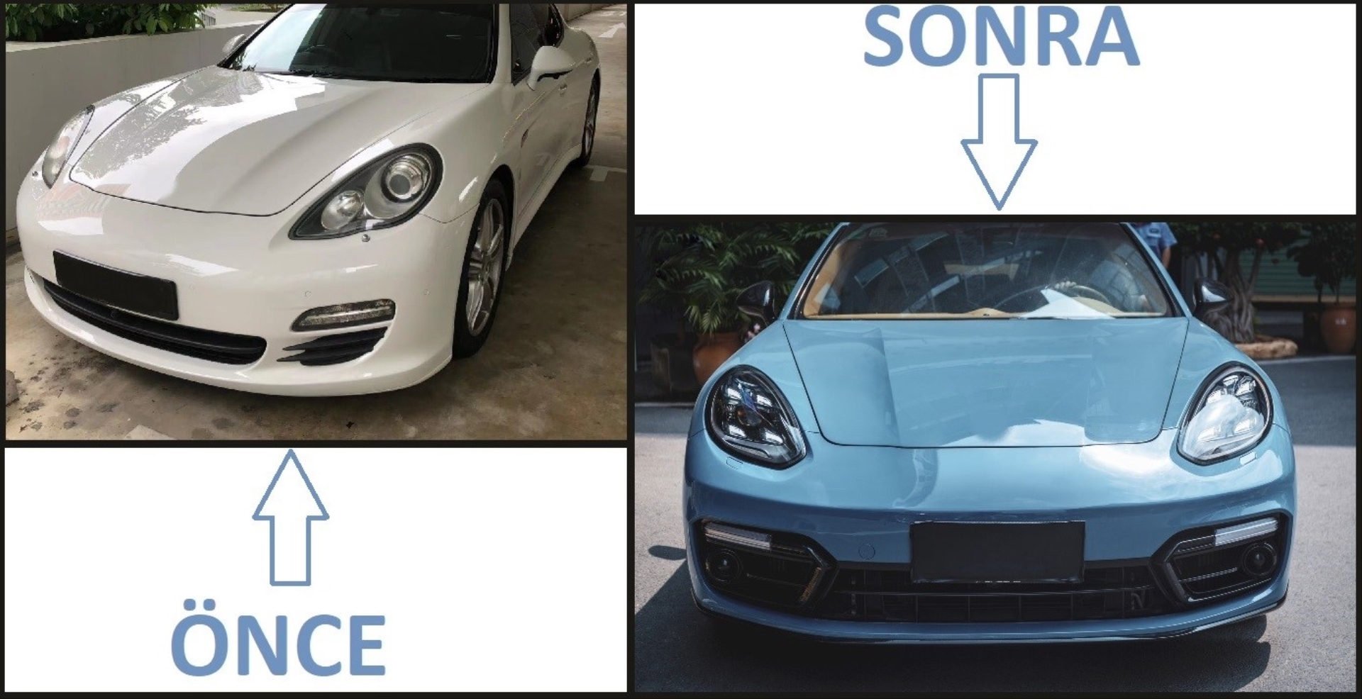 Porsche Panamera 2011-2013 İçin Full Facelift 2018 GTS Body Kit (Farlar Dahil) 3