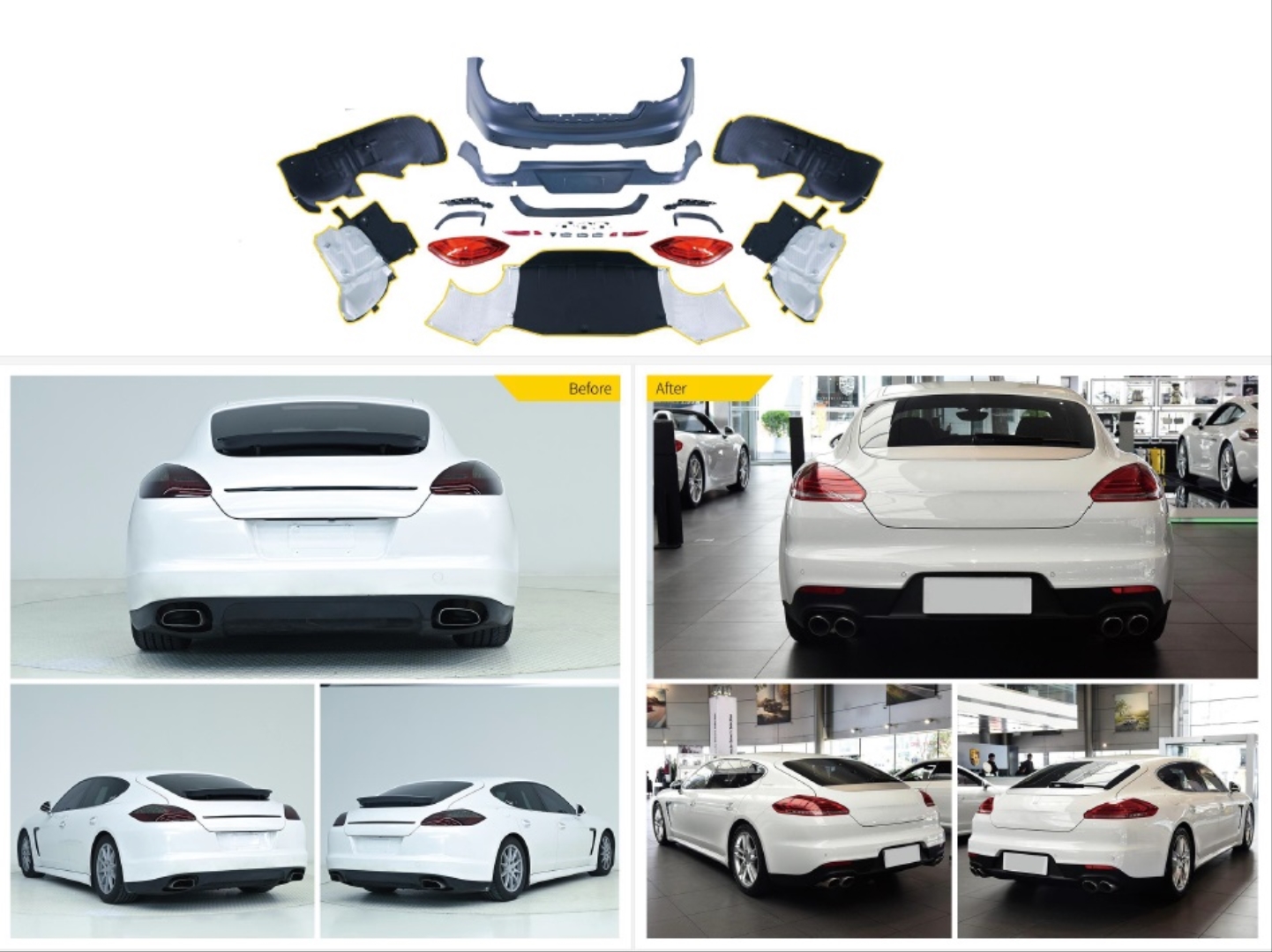Porsche Panamera 2011-2013 Arka Tampon + Stop Facelift 2