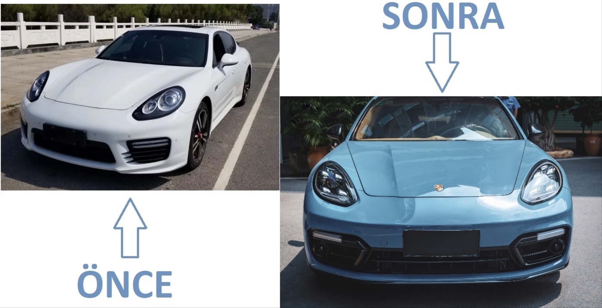 Porsche Panamera 2014-2016 için Full Facelift 2018 GTS Body Kit (Farlar Dahil) 5