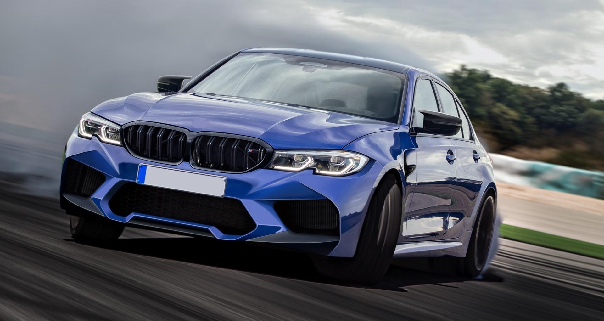 BMW 3 Serisi G20 2019+ için Uyumlu M3 Görünüm Bobrek (Çift Çizgi Panjur) - Piano Black 4
