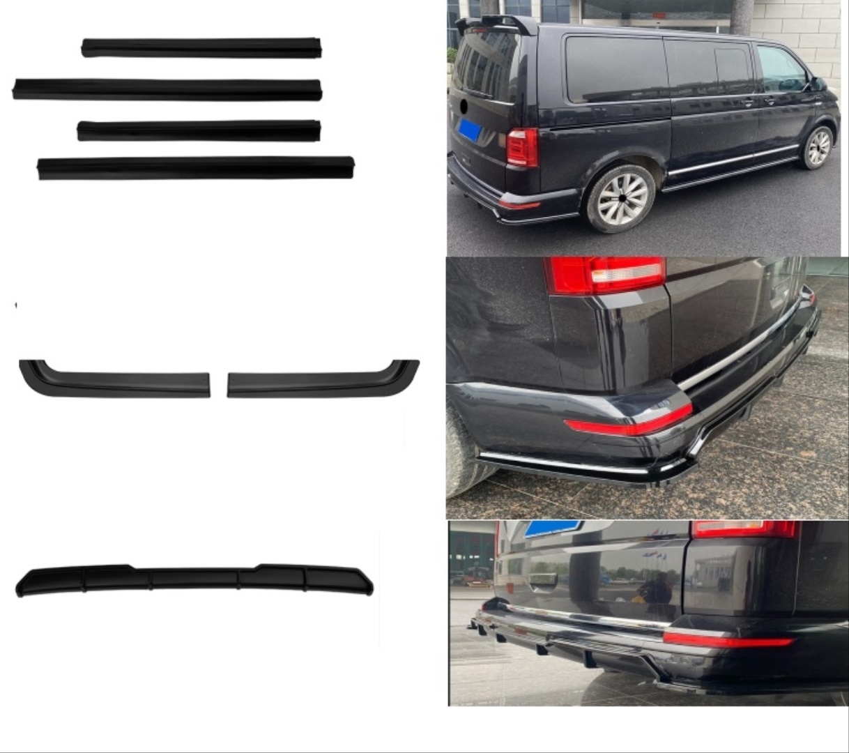 Volkswagen Transporter T6 & Caravelle Aero Kit (Spoiler Dahil) Parlak Siyah 3