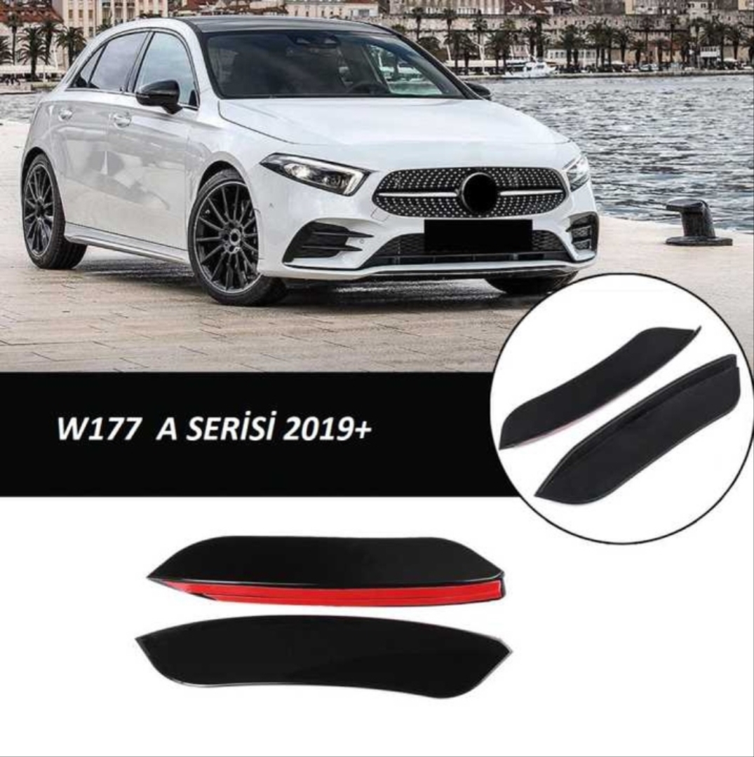 Mercedes-Benz W177 A Serisi 2019+ Ön Tampon Yan Biçakları - 2 Parça - Piano Black 2