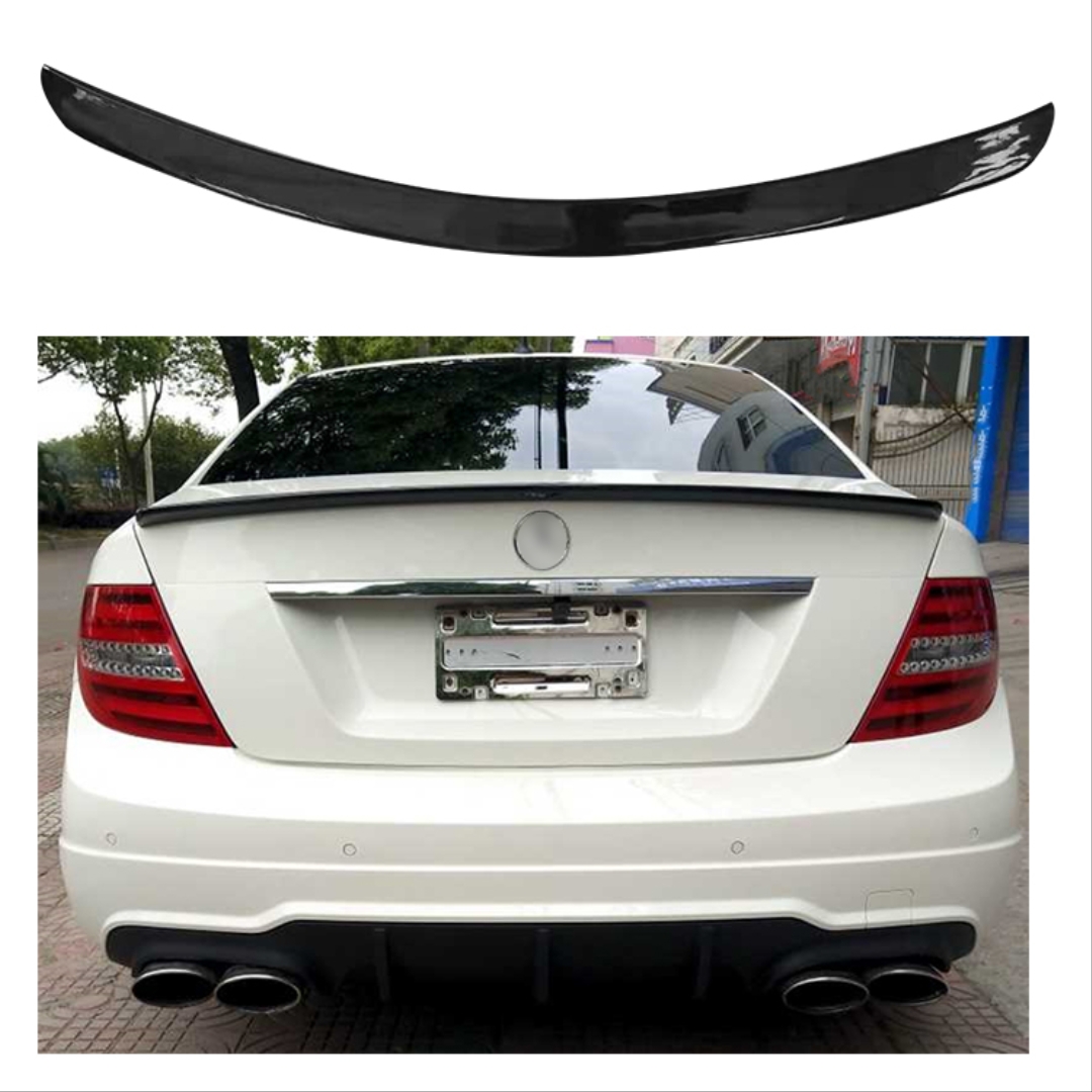 W204 2007-2014 C Serisi için Uyumlu AMG Görünüm Spoiler - Piano Black (Parlak Siyah) 3