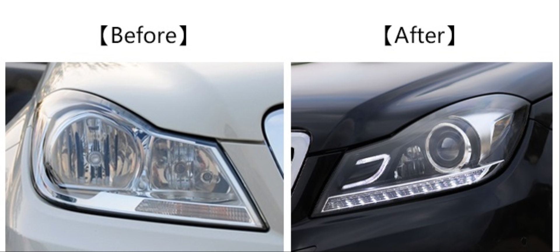 W204 C Serisi (Makyajlı Kasa) İçin Uyumlu LED Far - Dolu (Halonjen Farlı Model için) 5