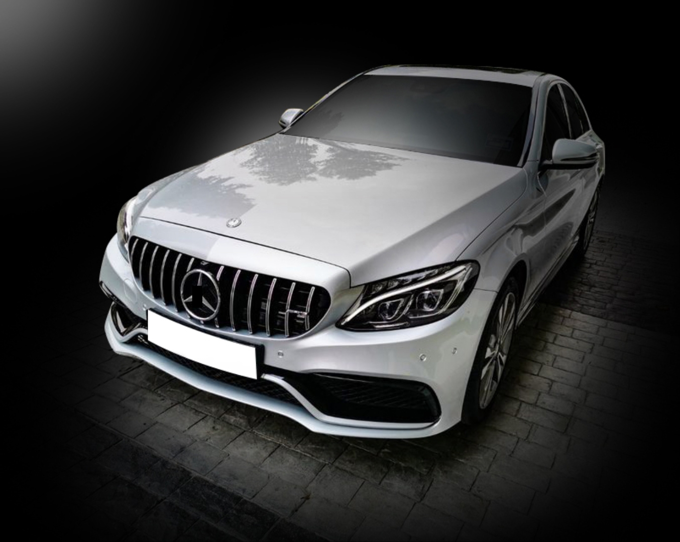 W205 C Serisi için C63 Görünüm Ön Tampon Panjur (Silver Trim) - GTR Panjur ile 2