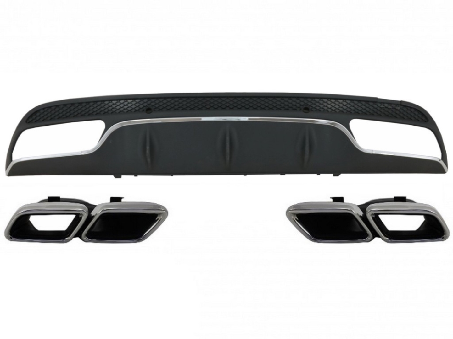 W205 C Serisi için Silver Difüzör & Egzoz Seti (AMG Sedan) (Krom Trim) 3