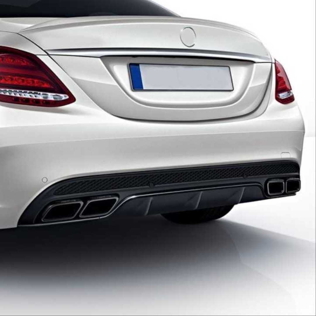 W205 C Serisi için Siyah Difüzör & Egzoz Seti (Normal Sedan) - Siyah Egzoz ile 5