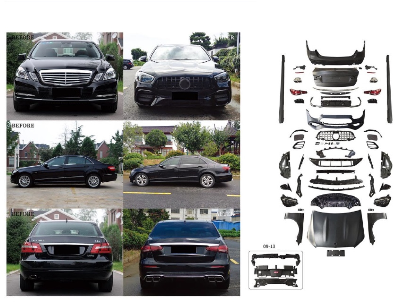 W212 E Serisi (2009-2013) için 2020+ W213 E63 Görünüm Full Facelift Body Kit 2