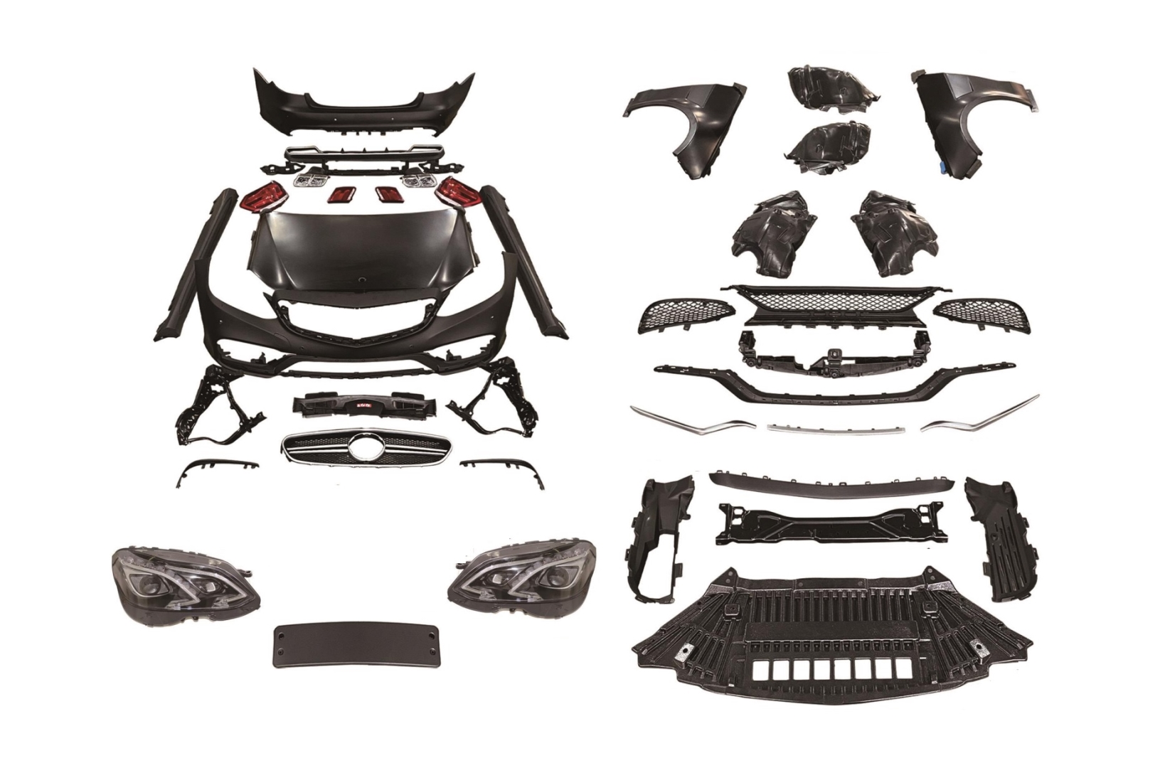 W212 E Serisi İçin Uyumlu Makyajlı E63E Çevirme Facelift Body Kit (Far-Stop-Kaput ve Çamurluk Dahil) 5
