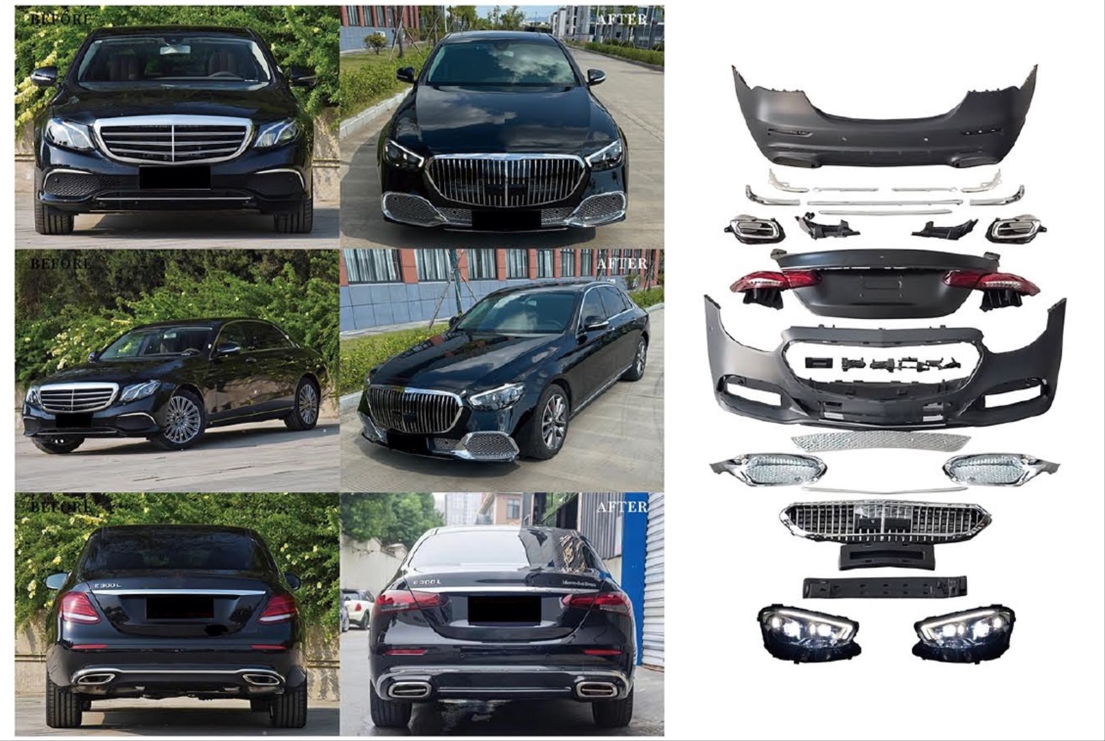 W213 2016-2019 E Serisi için 2020+ Maybach Görünüm Body Kit 2