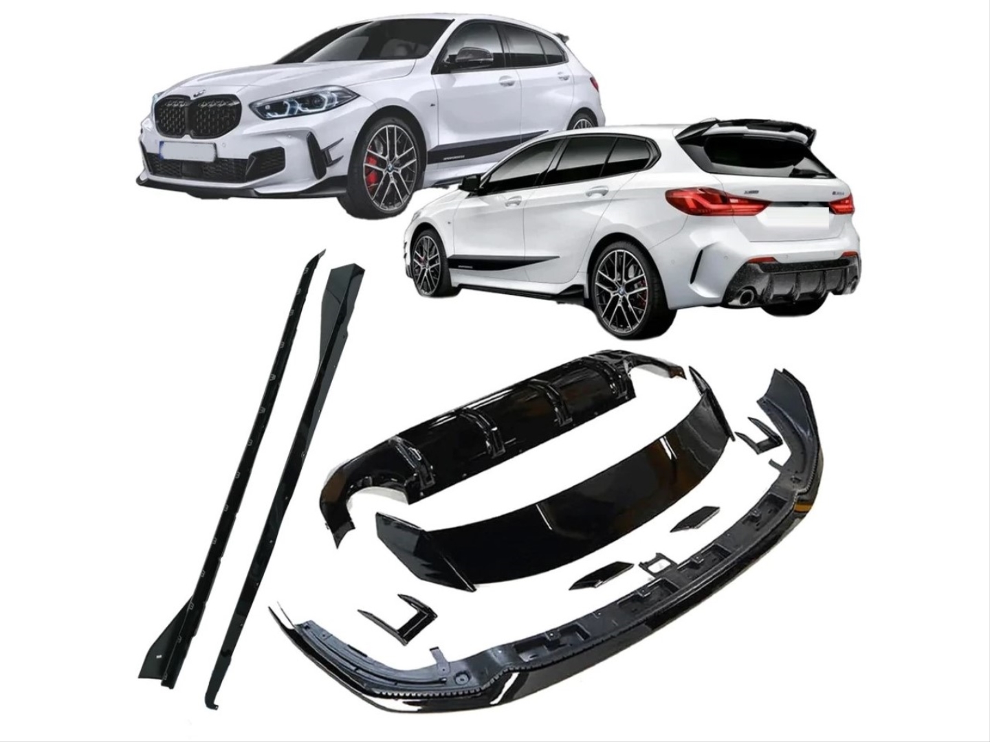 BMW 1 Serisi F40 Uyumlu M-Tech Aerokit (Parlak Siyah) 2