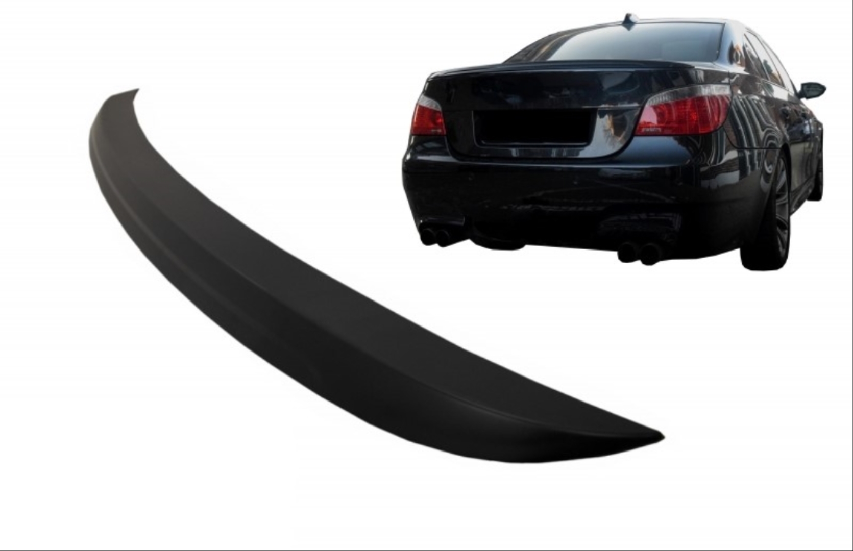 BMW 5 Serisi E60 2005-2010 İçin Uyumlu M5 Görünüm Bagaj Spoiler - Piano Black (Parlak Siyah) 5