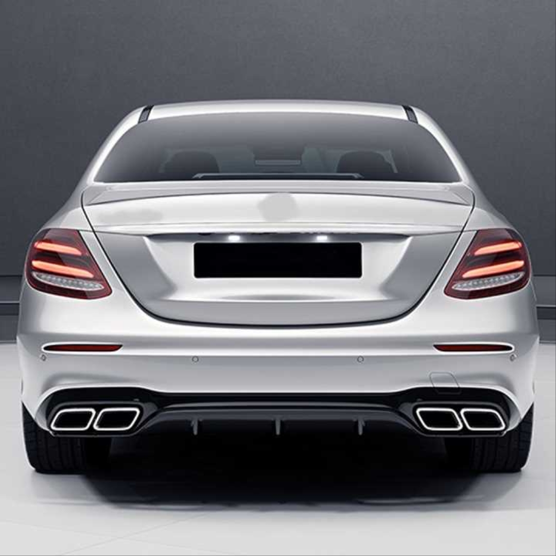 W213 E Serisi için E63 Siyah Difüzör & Egzoz Seti (Normal Sedan) 2017+ & Siyah Egzoz ile 5