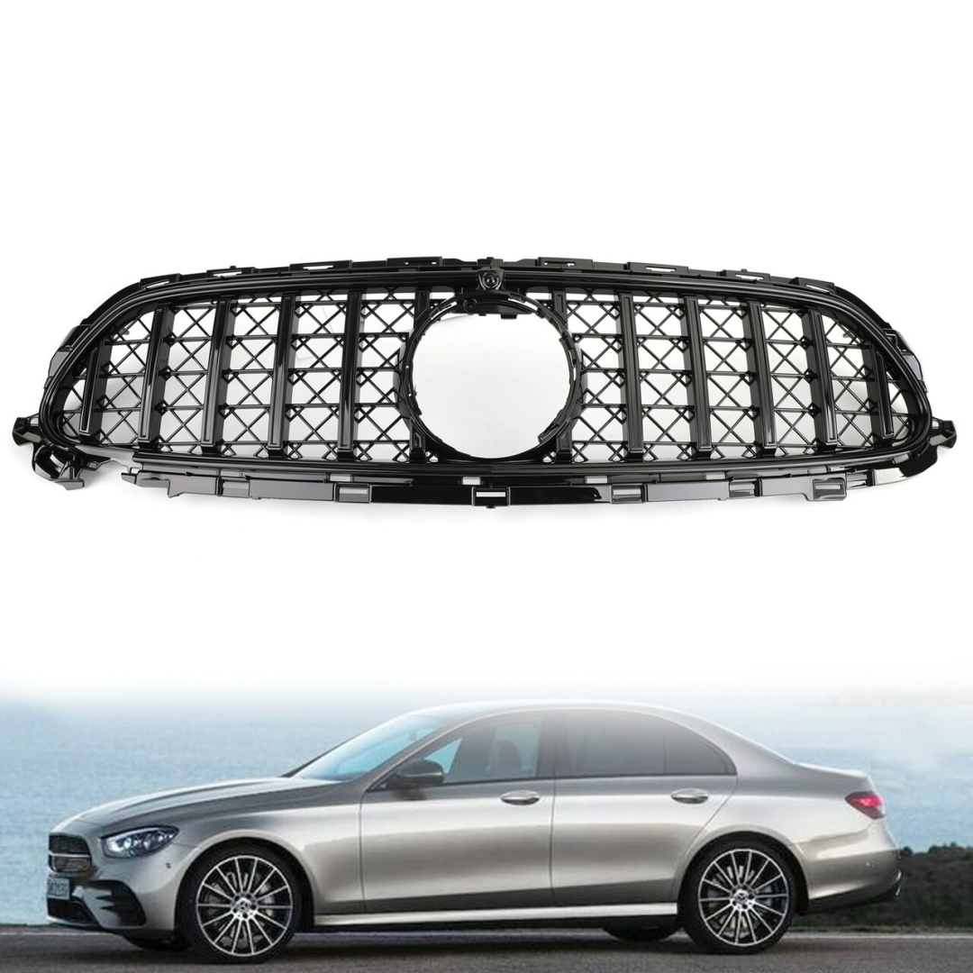 Mercedes-Benz W213 E Serisi için Uyumlu 2020+ GTR Panjur Siyah - Telli Versiyon (Mesh Style) 2