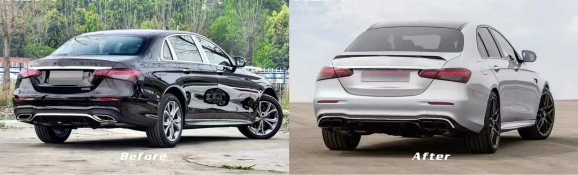 W213 E Serisi İçin Uyumlu 2021+ E63 Difüzör ve Siyah Egzoz Seti (AMG Sedan) 2