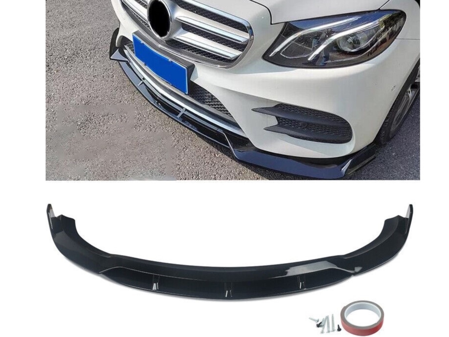 W213 E Serisi için Ön Lip - Piano Black (Parlak Siyah) 3