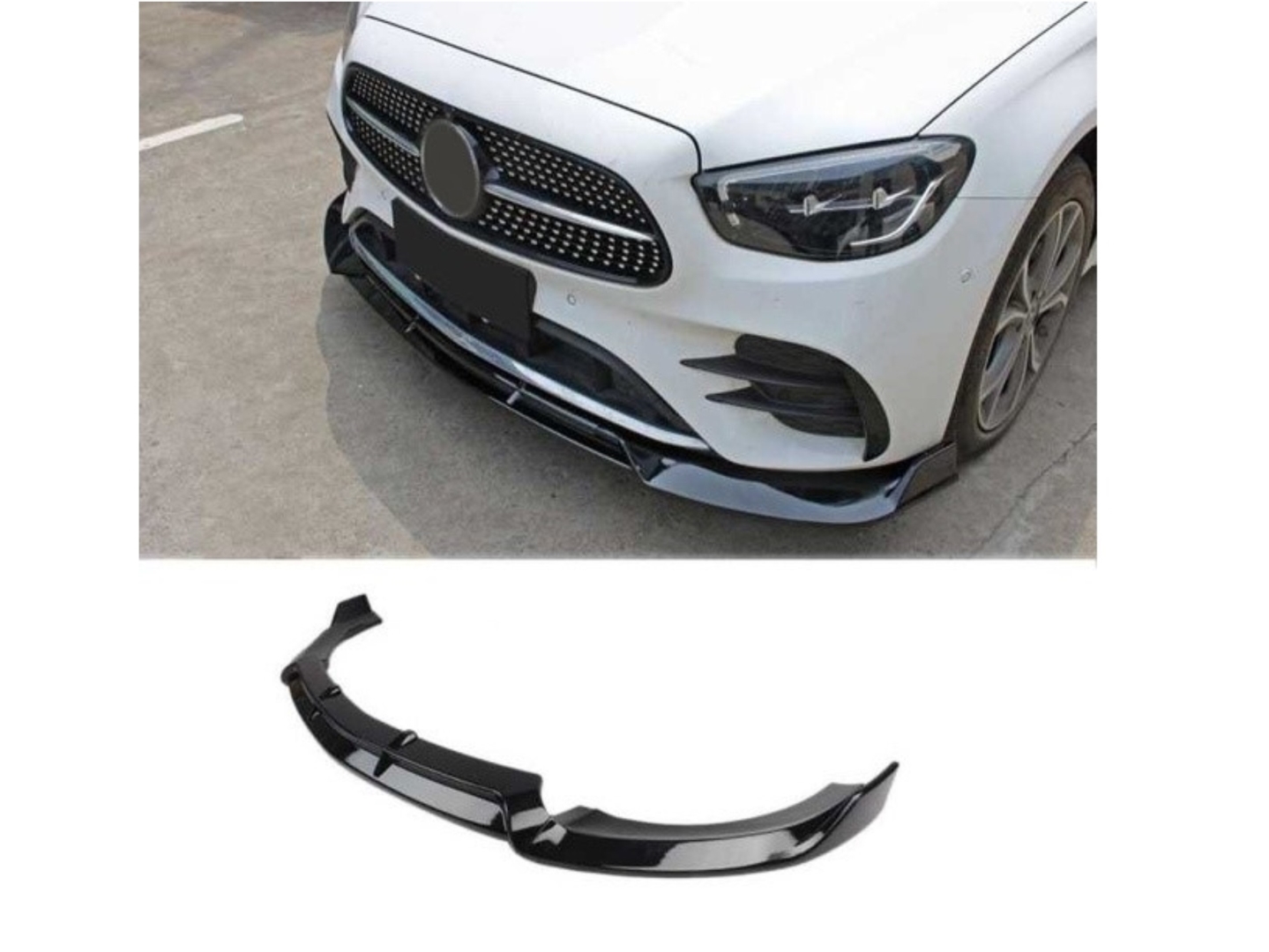 W213 E Serisi İçin Ön Lip - Piano Black (Parlak Siyah) 2