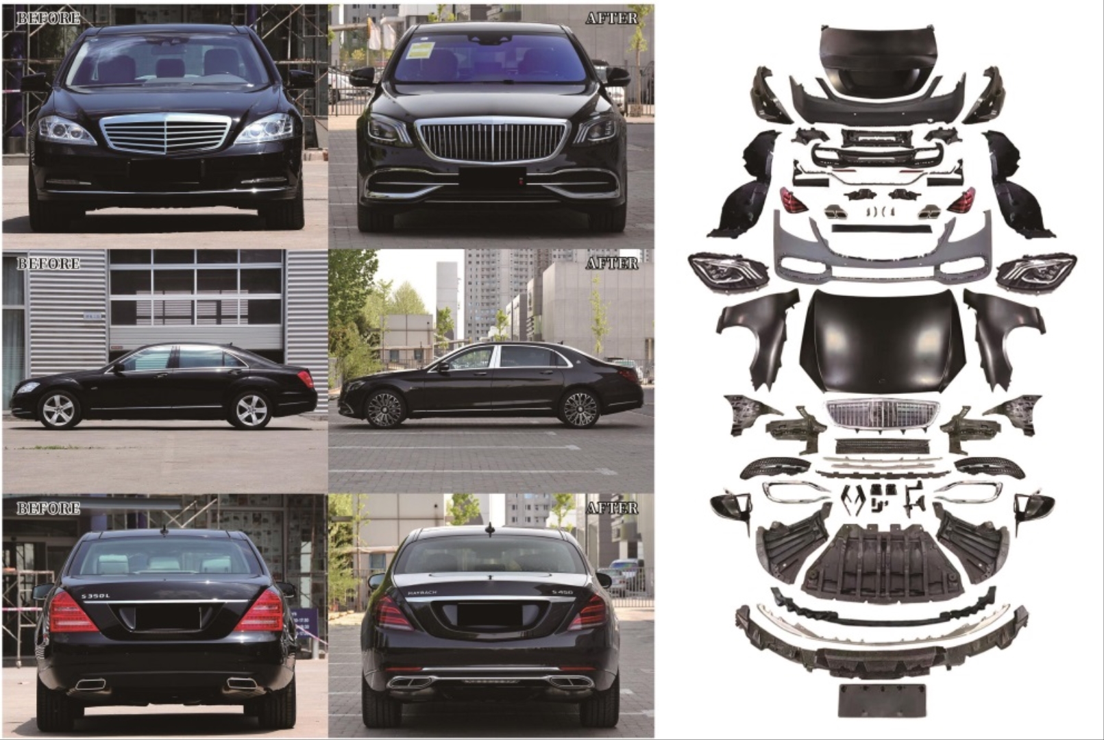 W221 için uyumlu W222 yükseltme Maybach Body Kit 2