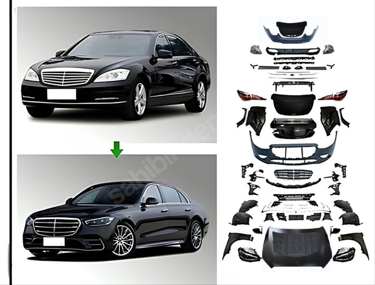 W221 S Serisi İçin Uyumlu 2021+ Görünüm W223 S450 Facelift Body Kit 2