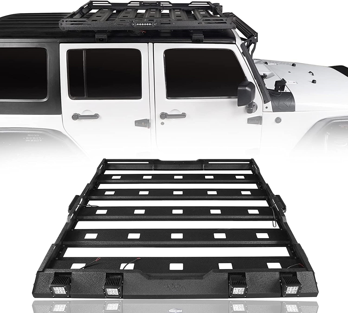Wrangler JK 2007-2017 İçin Uyumlu Tavan Sepeti ve Cam Çerçevesi (Ledli) 2
