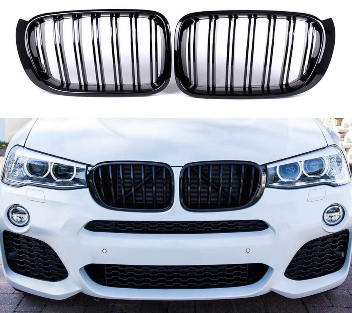 BMW X3 F25 2014-2018 İçin Uyumlu M Panjur (Çift Çizgi Böbrek) Piano Black 5