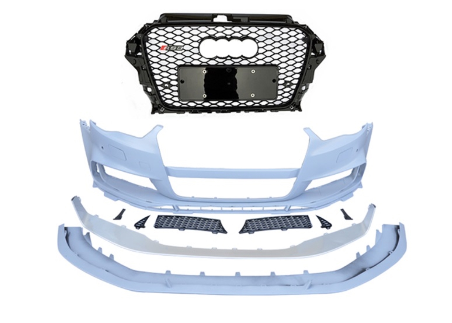 A3 2013-2016 Sedan için Uyumlu RS3 Full Ön Tampon & Panjur Set 4