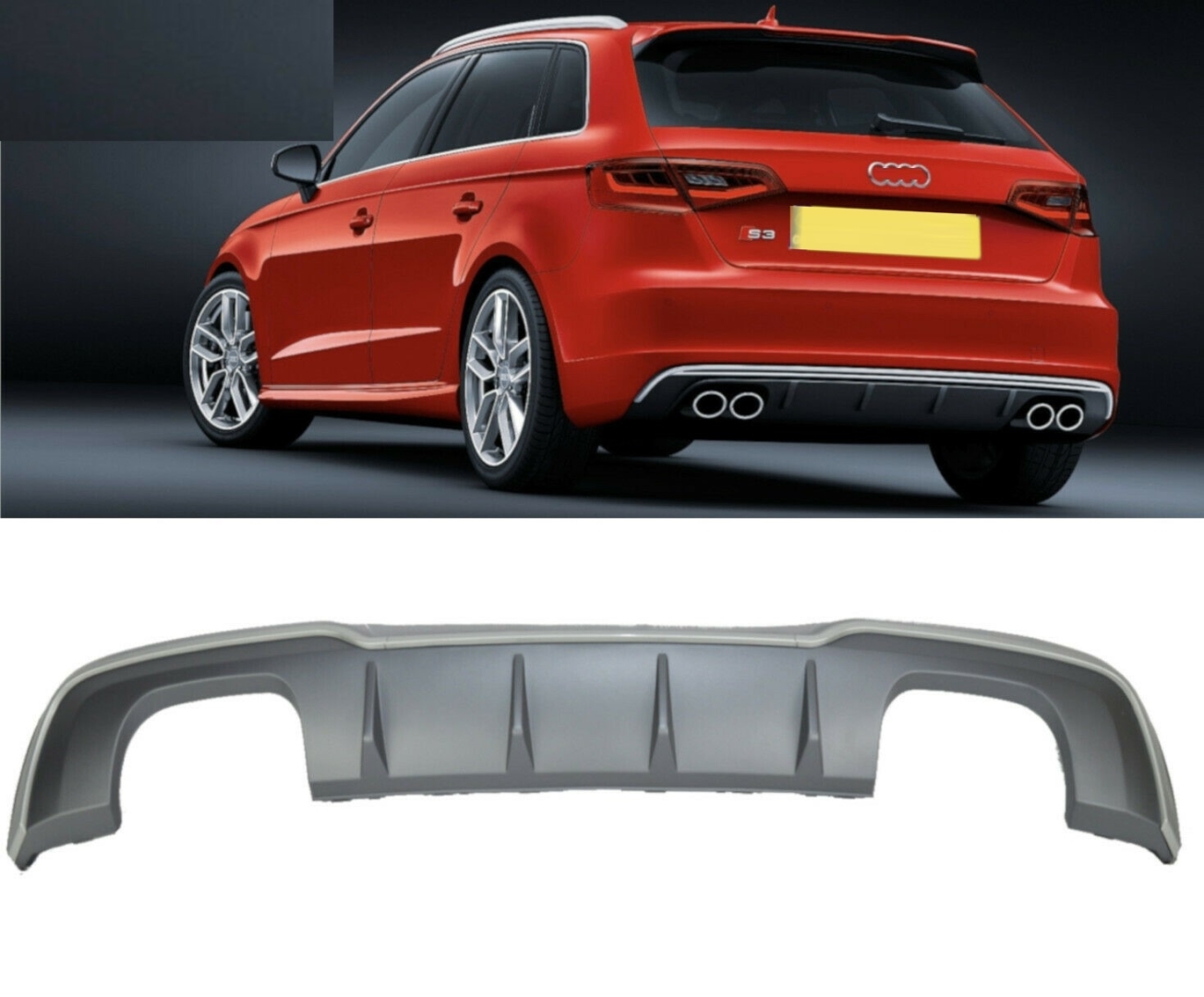 Audi A3 2016-2020 Hatchback Uyumlu S3 Difüzör Egzoz Seti (Normal Tampon) 2