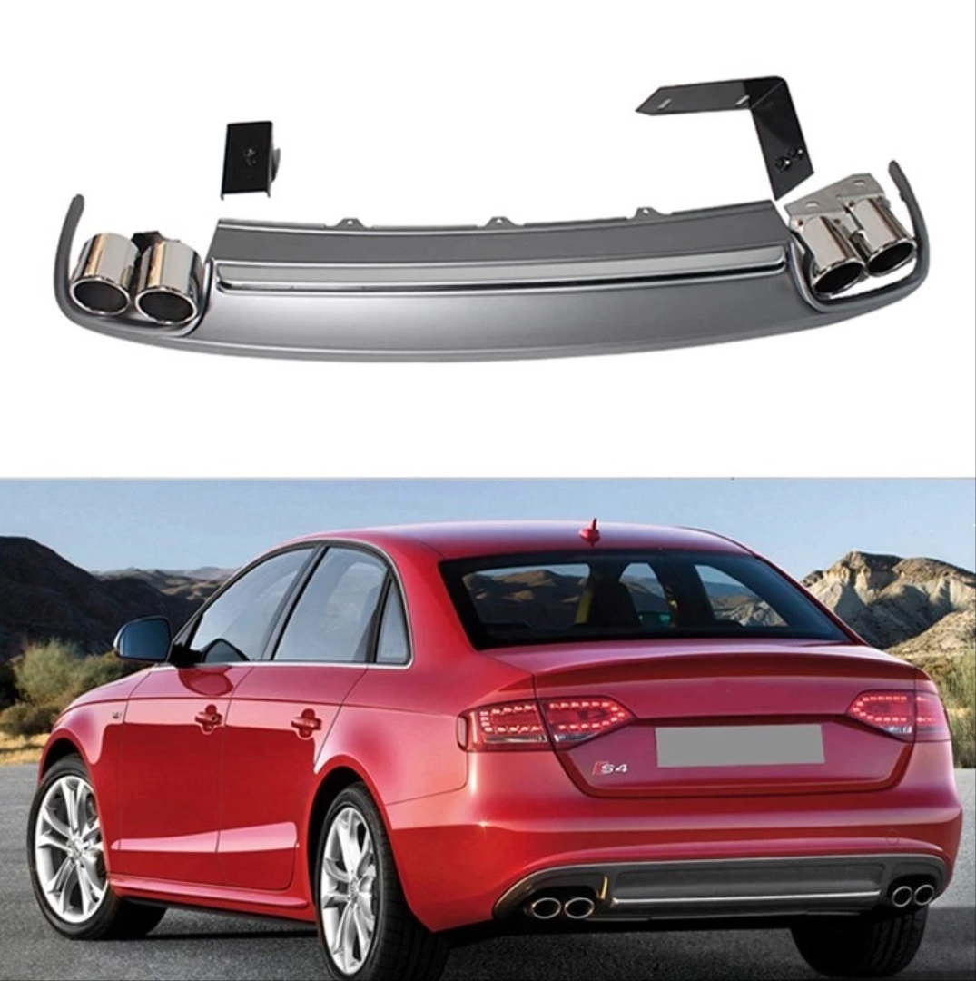 Audi A4 (2008-2012) için Uyumlu S4 Görünüm Difüzör ve Egzoz Seti 2
