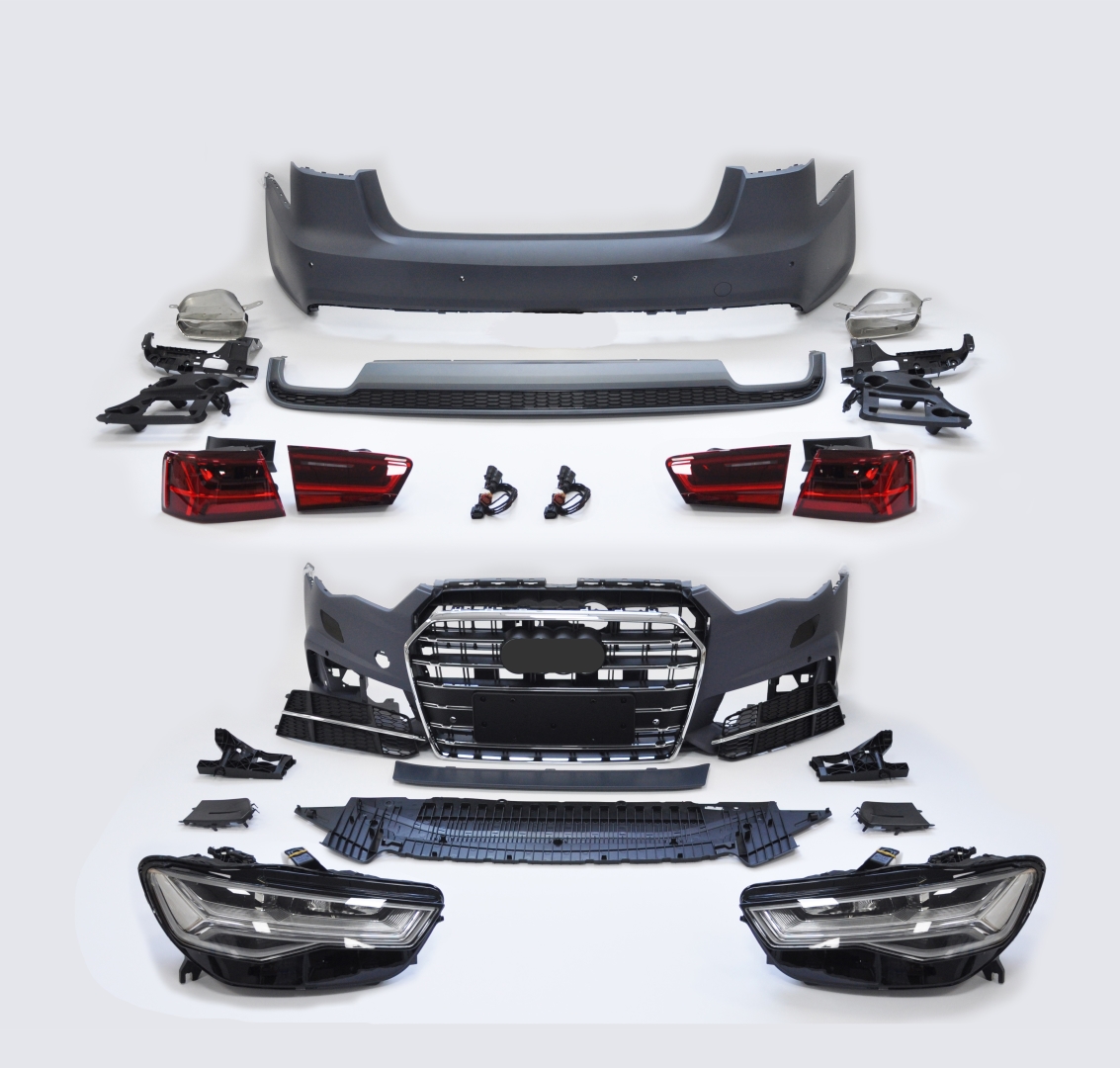 2012-2014 Audi A6 için 2015-2018 S6 Facelift Full Set (Ön - Arka Tampon - Far - Stop - Difüzör) 2