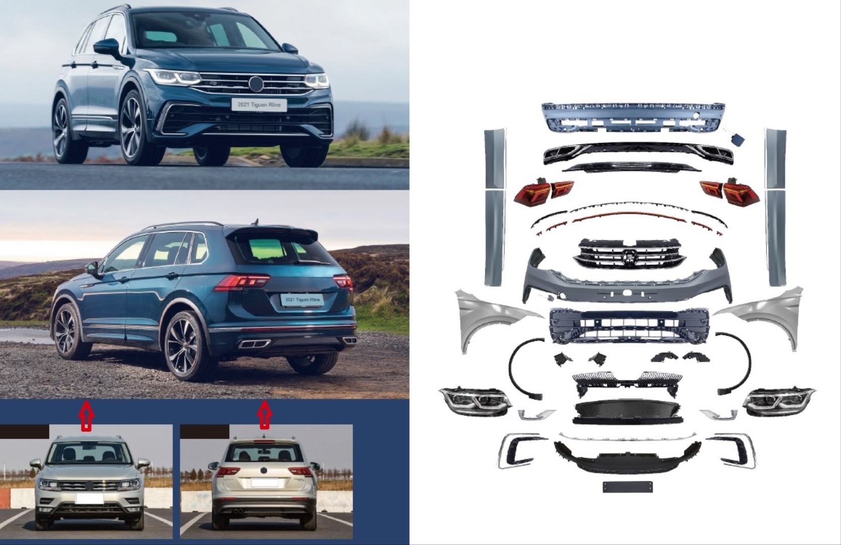 2016+ Tiguan İçin 2020+ Facelift Body Kit 2