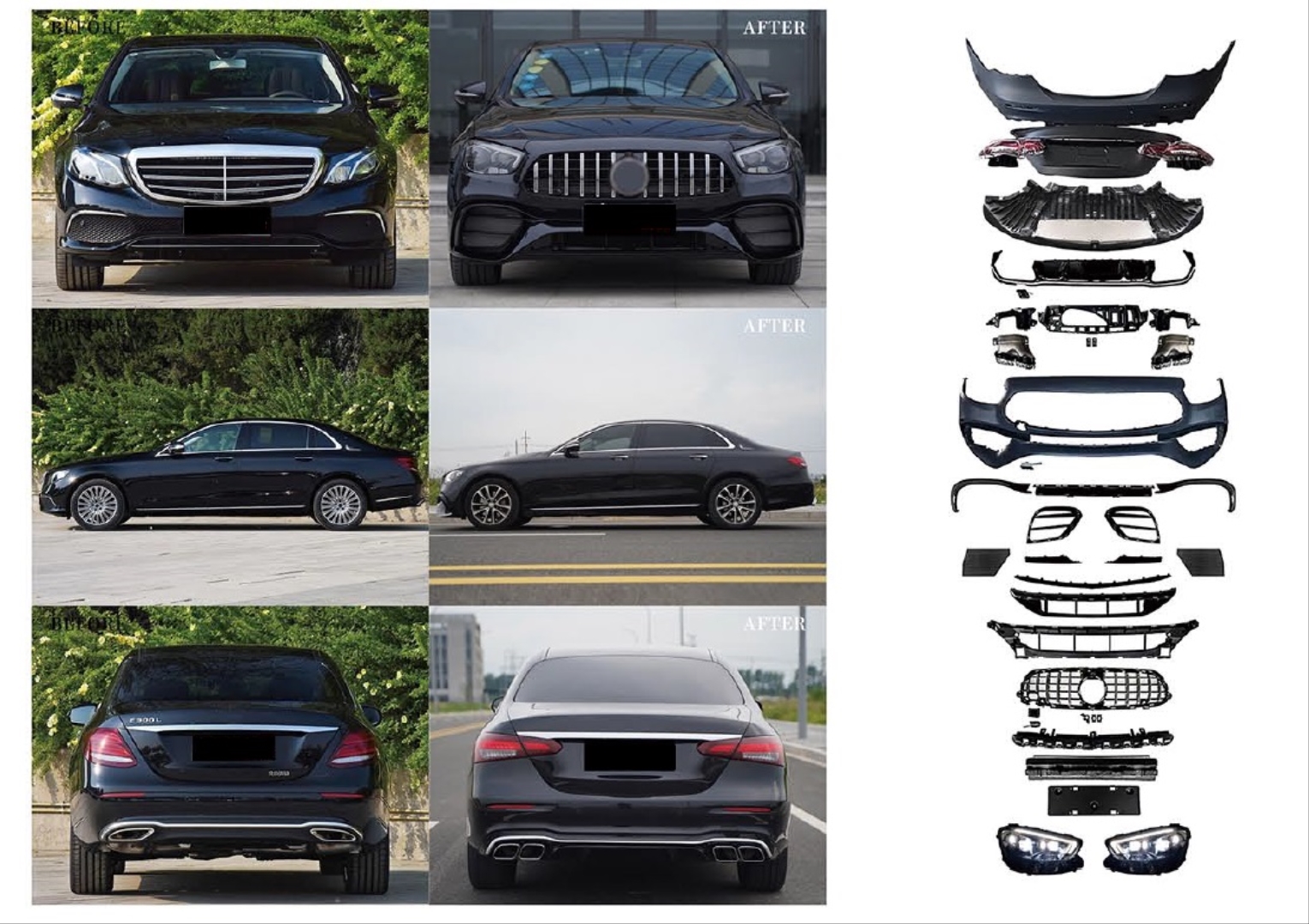 2016-2019 W213 E Serisi İçin 2020+ AMG 63S Görünüm Facelift (Far-Stop-Bagaj Dahil) 2
