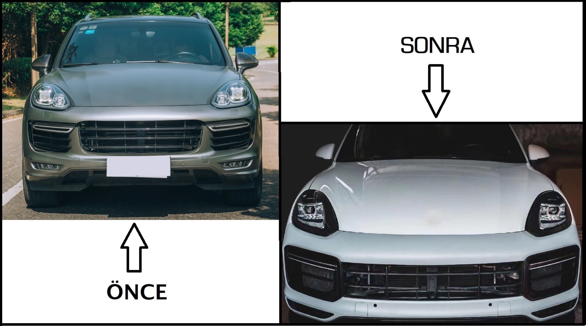 Porsche Cayenne 2014-2017 için Facelift 2018+ Turbo I Body Kit (Farlar Dahil) 3