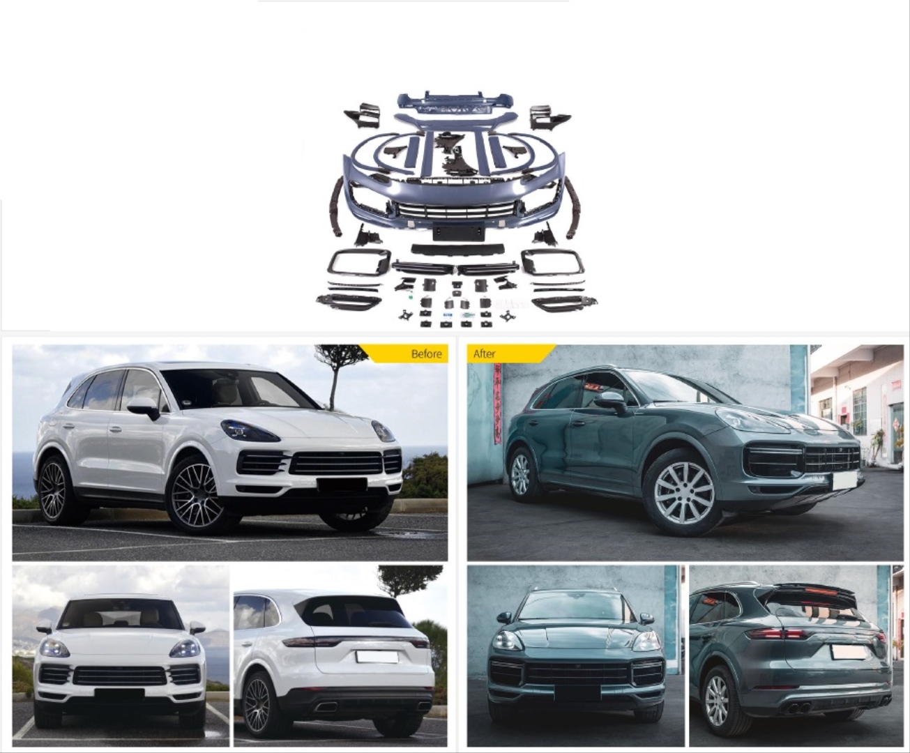 Porsche Cayenne 2018+ için Uyumlu 2020+ Turbo Facelift Body Kit 2