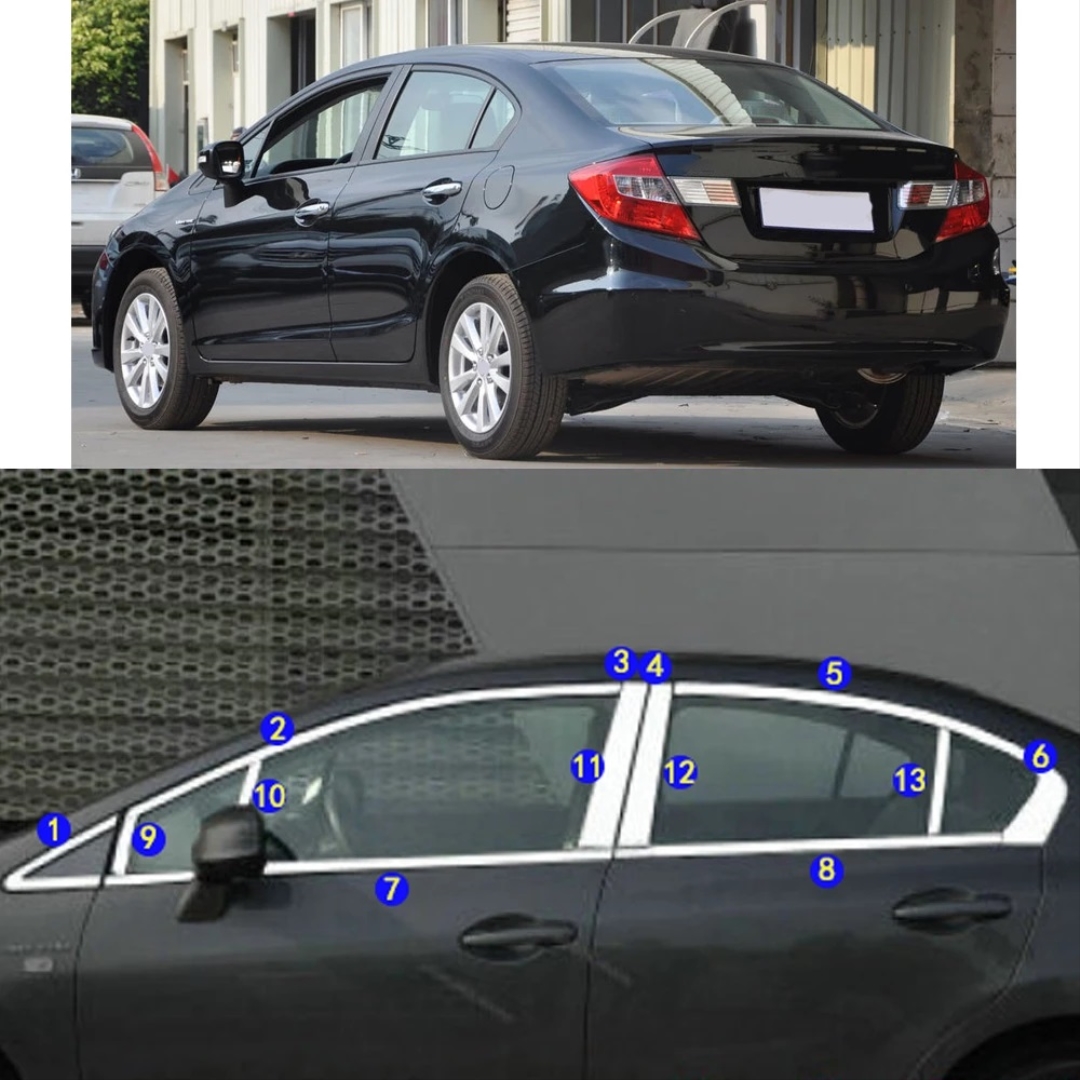 Civic FB7 2012-2015 İçin Uyumlu Cam Çıtası Nikelaj Tam Tur 2