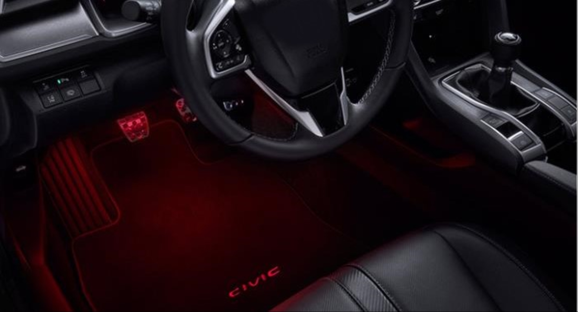 Honda Civic FC5 2016-2020 İçin Ambians Paket (Ayak-Kolçak-Vites Konsol) Kırmızı 2