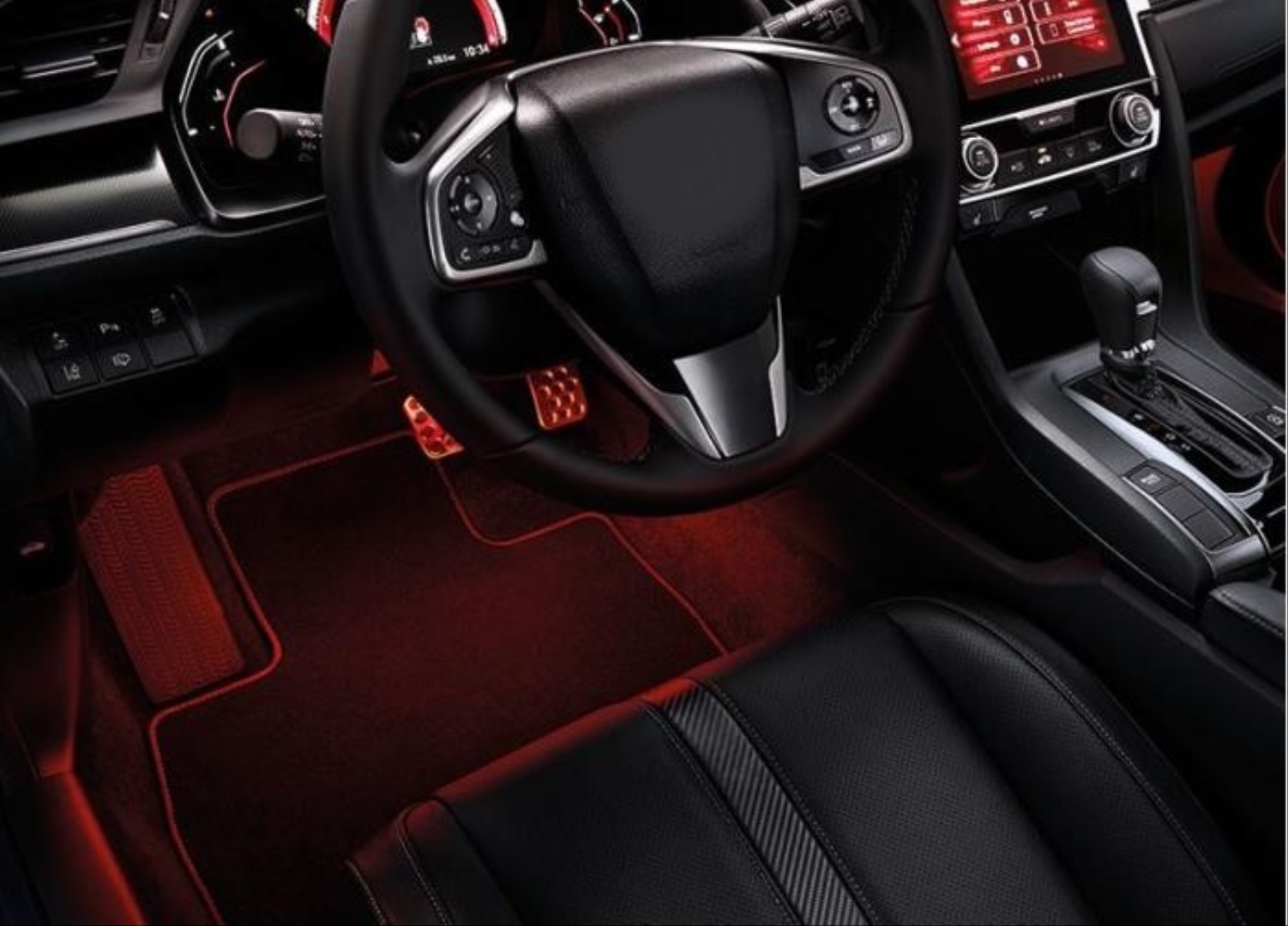 Honda Civic FC5 2016-2020 İçin Ambians Paket (Ayak-Kolçak-Vites Konsol) Kırmızı 4