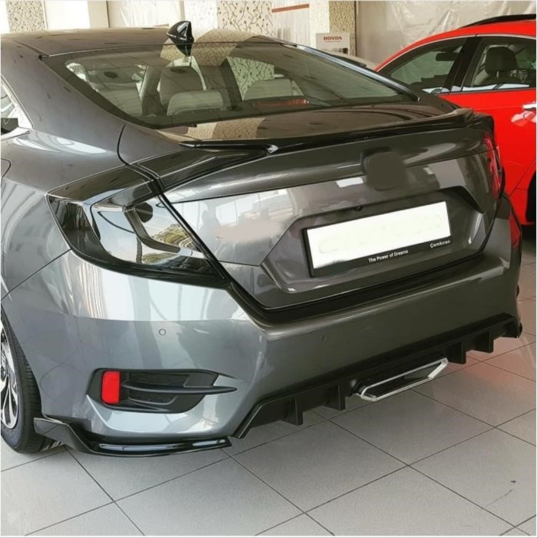 Honda Civic FC5 2016-2020 İçin Uyumlu Arka Çıkıntılı Flap Piano Black 4