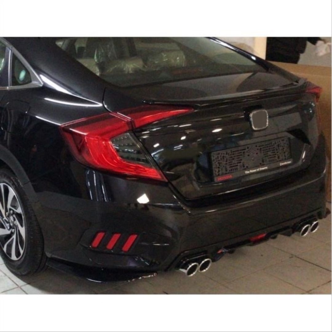 Honda Civic FC5 2016-2020 Uyumlu Difuzor 4 Egzoz Piano Black 5