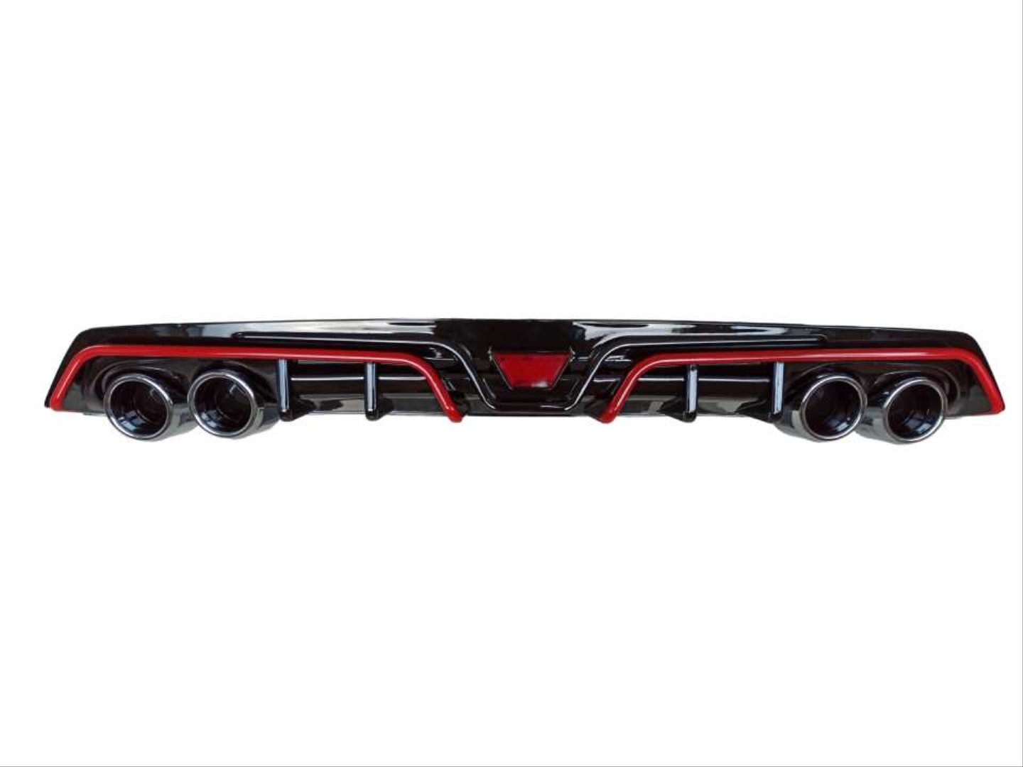 Civic FC5 2016-2020 İçin Uyumlu Difüzör 4 Egzoz Piano Black Kırmızı Şeritli 3